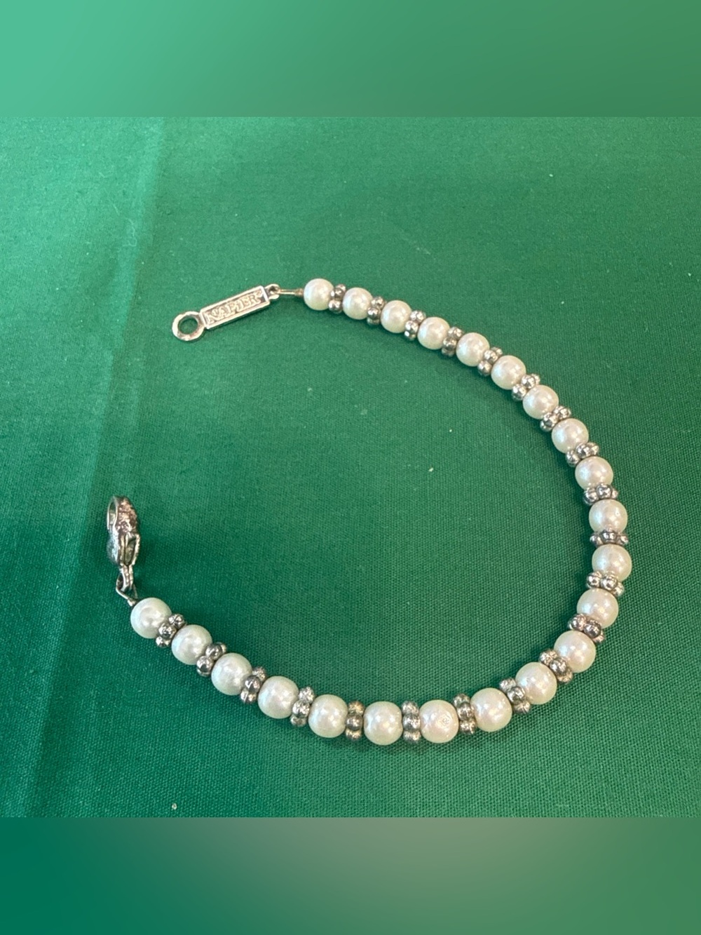 Napier Delicate SilverTone And White Beaded Bracelet 42D